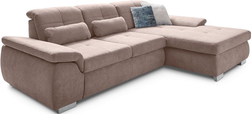 Die PlanBar Ecksofa "MP-IN16037 L-Form mit Kaltschaum-Polsterung", mit Sitztiefenverstellung & Zierkissen