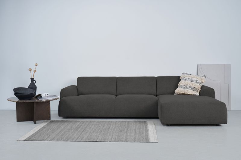 andas Ecksofa "Linkka, Breite 301 cm", L-Form, in einem weichen Chenille-Stoff, mit Wellenunterfederung