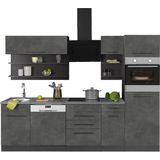 KOCHSTATION Küchenzeile "KS-Tulsa", ohne E-Geräte, Breite 270 cm, schwarze Metallgriffe, MDF Fronten