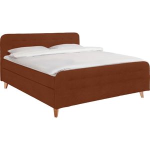 TOM TAILOR HOME Boxspringbett "NORDIC BOX", mit Knopfheftung im Kopfteil und Fußteil, Füße in Buche natur