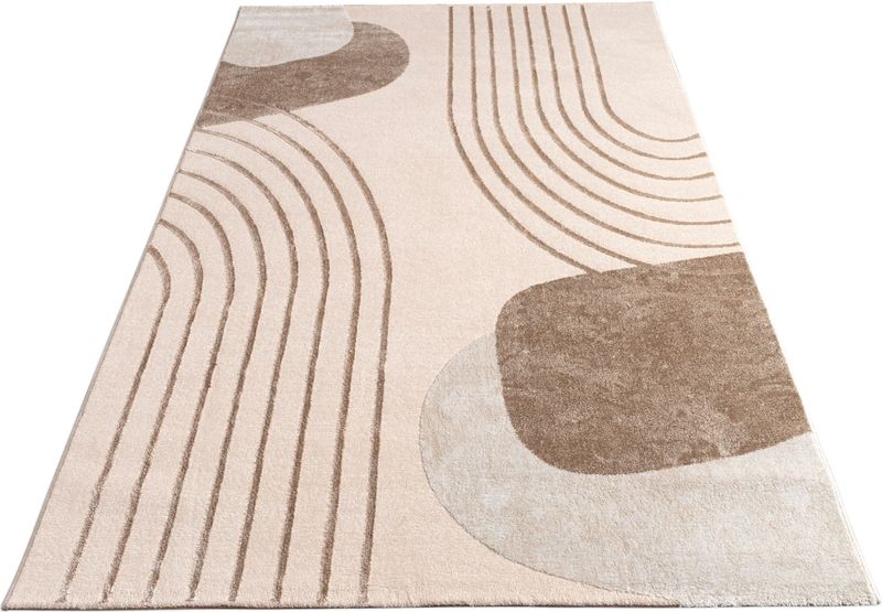 Paco Home Teppich "Tuana 216", rechteckig, 15 mm Höhe, Kurzflor, modernes Design, Regenbogen, Hoch-Tief Struktur, Scandi-Look