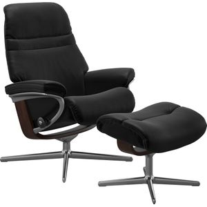 Stressless Relaxsessel "Sunrise", (Set, Relaxsessel mit Hocker), mit Hocker, mit Cross Base, Größe S, M & L, Holzakzent Braun