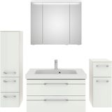 Saphir Badmöbel-Set "Balto Sprint 4-teilig, Mineralmarmor-Waschtisch mit LED-Spiegelschrank", (5 St.), Midischrank und Unterschrank, inkl Türdämpfer, 5 Türen, 5 Schubladen