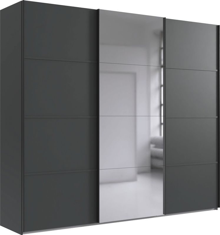 Wimex Schwebetürenschrank "Jork Kleiderschrank mit Spiegel, schwarze Metallgriffe", Schrank in verschiedenen Größen und Innenausstattungsvarianten