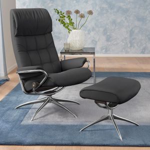 Stressless Relaxsessel "London", (Set, Relaxsessel mit Hocker), mit Hocker, High Back, mit Star Base, Gestell Chrom