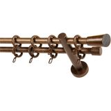 GARESA Gardinenstange "CLASSICO MOLIS", 2 läufig-läufig, Wunschmaßlänge, Vorhanggarnitur, verlängerbar, Wandmontage, Keil, mit Ringe und Haken