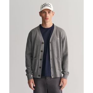 Gant Strickjacke "CLASSIC COTTON V-CARDIGAN", Grafische GANT-Stickerei auf der Brust