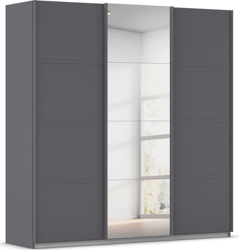 rauch Kleiderschrank "Schwebetürenschrank OTTO´s Choice Garderobe Schrank TOP ANGEBOT Avola", (in 3 verschiedenen Ausstattungen BASIC/CLASSIC/PREMIUM inkl. Spiegel), mit eleganten Zierleisten in Chrom, Schwarz oder Weiß MADE IN GERMANY