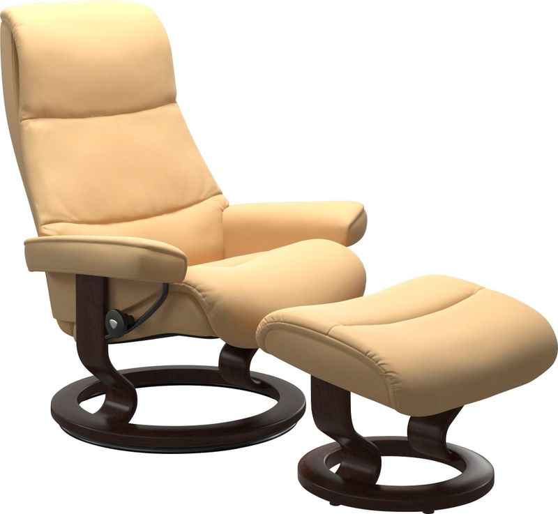Stressless Relaxsessel "View", (Set, Relaxsessel mit Hocker), mit Classic Base, Größe S,Gestell Braun