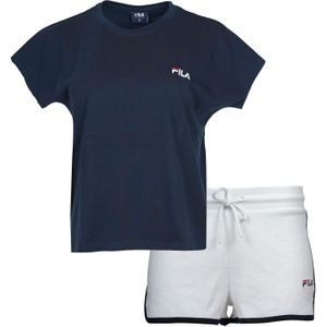 Fila Shorty "WOMAN JERSEY TOP + TERRY SPONGE SHORTS PYJAMAS", (2 tlg.), mit kontrastreichen Paspeldetails