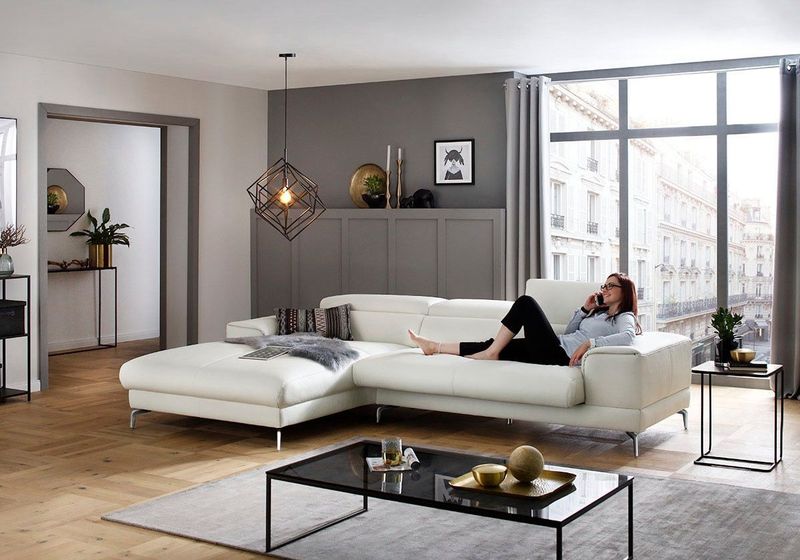 W.SCHILLIG Ecksofa "piedroo, Designsofa mit tollem Sitzkomfort, bequem und elegant, L-Form", Kopfteilverstellung, wahlweise mit Sitztiefenverstellung, Breite 303cm