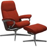 Stressless Relaxsessel "Consul", (Set, Relaxsessel mit Hocker), mit Hocker, mit Cross Base, Größe S, M & L, Holzakzent Wenge