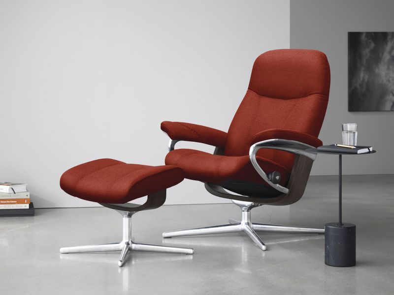 Stressless Relaxsessel "Consul", (Set, Relaxsessel mit Hocker), mit Hocker, mit Cross Base, Größe S, M & L, Holzakzent Wenge