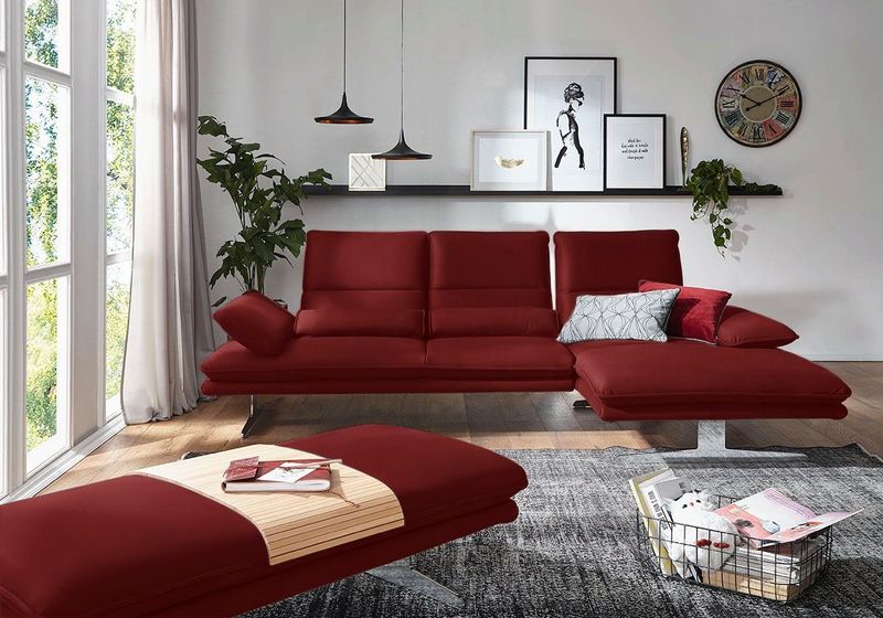 W.SCHILLIG Ecksofa "broadway, Designsofa mit tollem Sitzkomfort, L-Form", Sitztiefenverstellung, Kopfteil- & Seitenteilverstellung, Breite 291cm