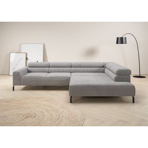 Places of Style Ecksofa "Antonelli, L-Form, inkl. Kopfteilverstellung, Breite 312 cm", ohne Sitztiefenverstellung, in Cord, grau