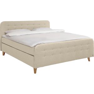 TOM TAILOR HOME Boxspringbett "NORDIC BOX", mit Knopfheftung im Kopfteil und Fußteil, Füße in Buche natur