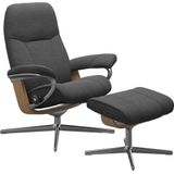 Stressless Relaxsessel "Consul", (Set, Relaxsessel mit Hocker), mit Hocker, mit Cross Base, Größe S, M & L, Holzakzent Eiche