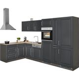 KOCHSTATION Winkelküche "KS-Stockholm", Stellbreite 320/170 cm, mit hochwertigen MDF Fronten im Landhaus-Stil