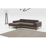 Places of Style Ecksofa "Carlo L-Form", mit Kopfteilverstellung & Holz-Rahmenoptik, optional Relaxfunktion