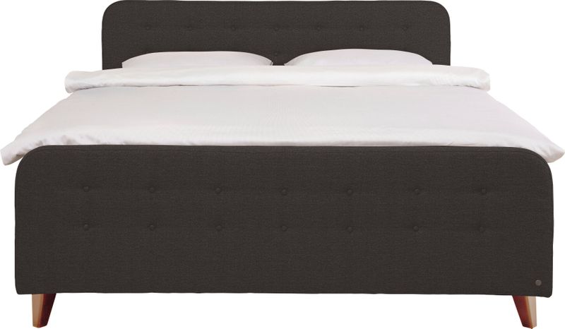TOM TAILOR HOME Boxspringbett "NORDIC BOX", mit Knopfheftung im Kopfteil und Fußteil, Füße in Buche natur