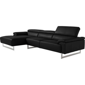 Egoitaliano Ecksofa "Malika, L-Form", mit Recamiere, inkl. Kopfteilverstellung und chromfarbenen Metallfüßen