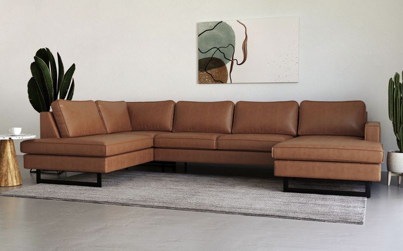 Places of Style Wohnlandschaft "Pinto, 350 cm, U-Form, XXL, mit Ottomanen", Cord, Feincord, Luxus-Microfaser Leder und Chenille