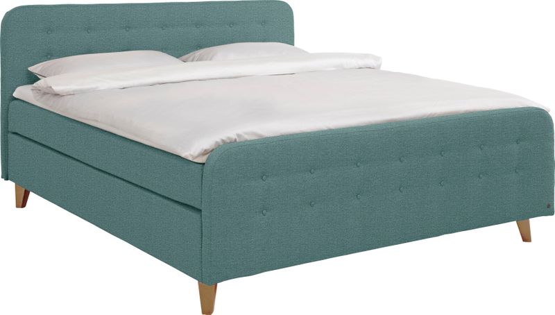 TOM TAILOR HOME Boxspringbett "NORDIC BOX", mit Knopfheftung im Kopfteil und Fußteil, Füße in Buche natur