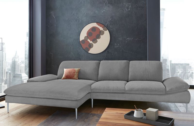 W.SCHILLIG Ecksofa "enjoy&MORE, Designsofa, bequem, zeitlos und elegant, L-Form", mit Sitztiefenverstellung, Füße silber matt, Breite 340 cm