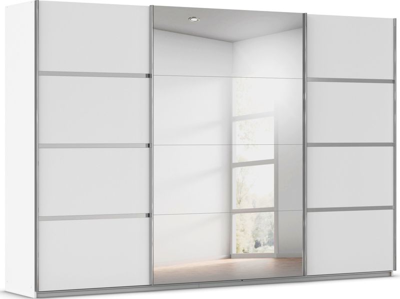 rauch Kleiderschrank "Schwebetürenschrank OTTO´s Choice Garderobe Schrank TOP ANGEBOT Avola", (in 3 verschiedenen Ausstattungen BASIC/CLASSIC/PREMIUM inkl. Spiegel), mit eleganten Zierleisten in Chrom, Schwarz oder Weiß MADE IN GERMANY