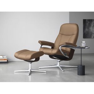 Stressless Relaxsessel "Consul", (Set, Relaxsessel mit Hocker), mit Hocker, mit Cross Base, Größe S, M & L, Holzakzent Braun