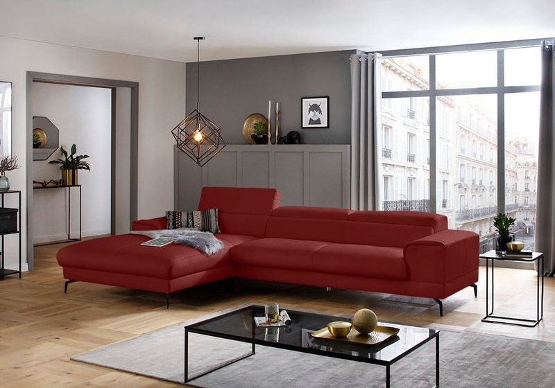 W.SCHILLIG Ecksofa "piedroo, Designsofa mit tollem Sitzkomfort, bequem, L-Form", Kopfteilverstellung, wahlweise mit Sitztiefenverstellung, Breite 343cm
