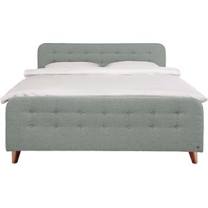 TOM TAILOR HOME Boxspringbett "NORDIC BOX", mit Knopfheftung im Kopfteil und Fußteil, Füße in Buche natur