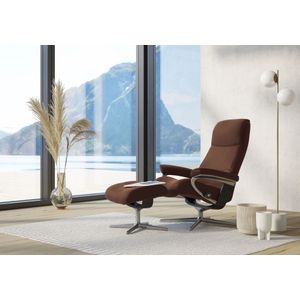 Stressless Relaxsessel "View", (Set, Relaxsessel mit Hocker), mit Hocker, mit Cross Base, Größe S, M & L, Holzakzent Schwarz