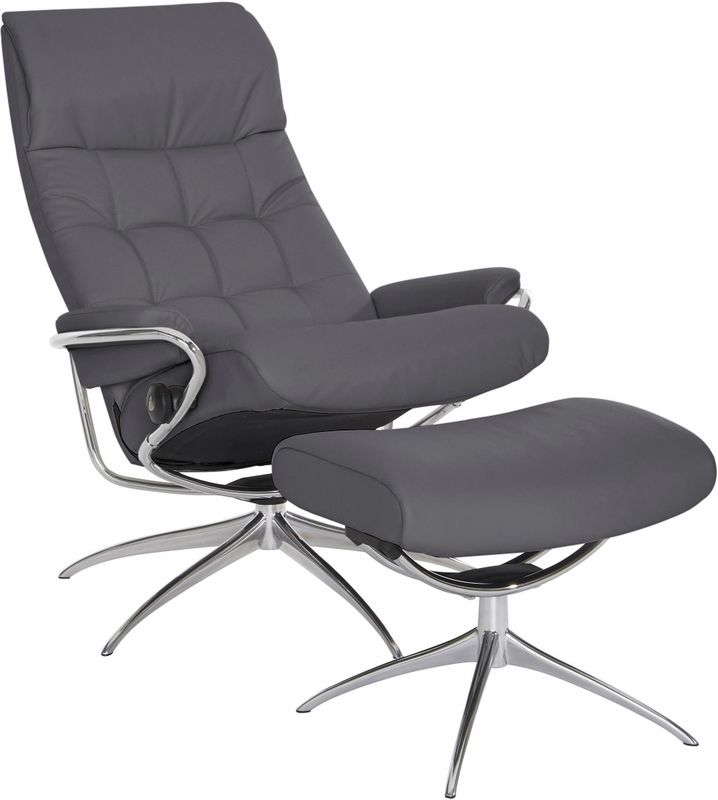 Stressless Relaxsessel "London", (Set, Relaxsessel mit Hocker), mit Hocker, High Back, mit Star Base, Gestell Chrom