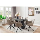 MCA furniture Esstisch "TOBELO Wangentisch 180x90cm", (1 St.), Keramik, Metall, schwarz marmoriert, dining table, 4-6 Personen