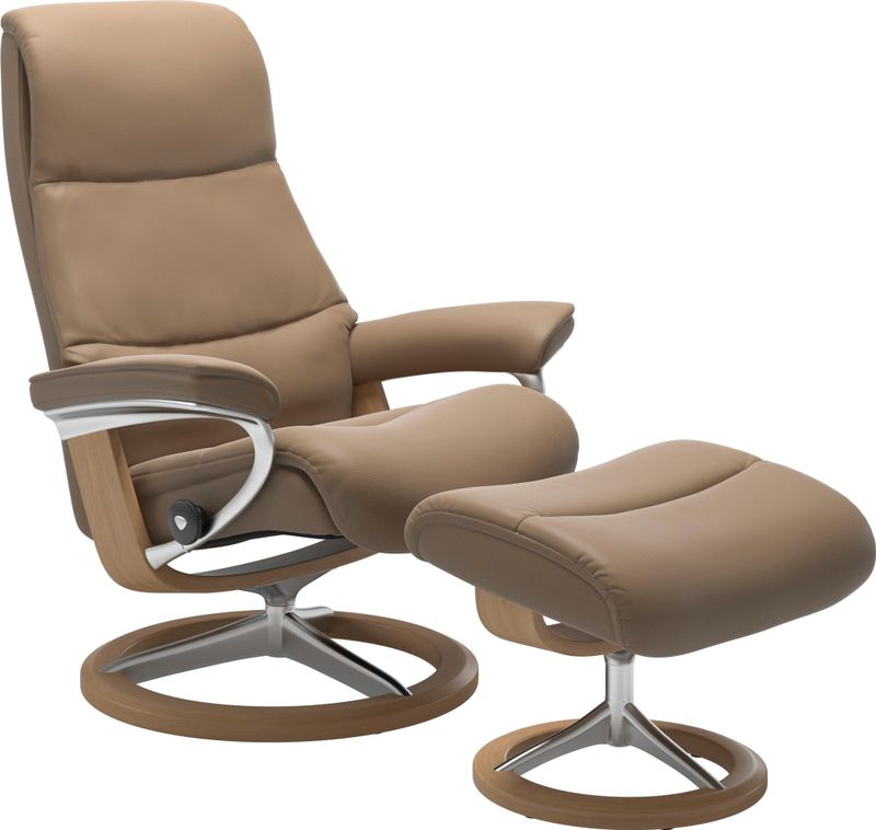 Stressless Relaxsessel "View", (Set, Relaxsessel mit Hocker), mit Signature Base, Größe M,Gestell Eiche