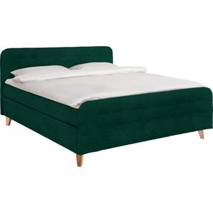 TOM TAILOR HOME Boxspringbett "NORDIC BOX", mit Knopfheftung im Kopfteil und Fußteil, Füße in Buche natur