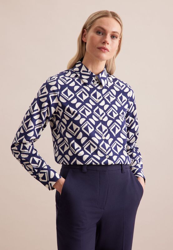 seidensticker Hemdbluse "Schwarze Rose", Langarm Kragen Geometrische Muster