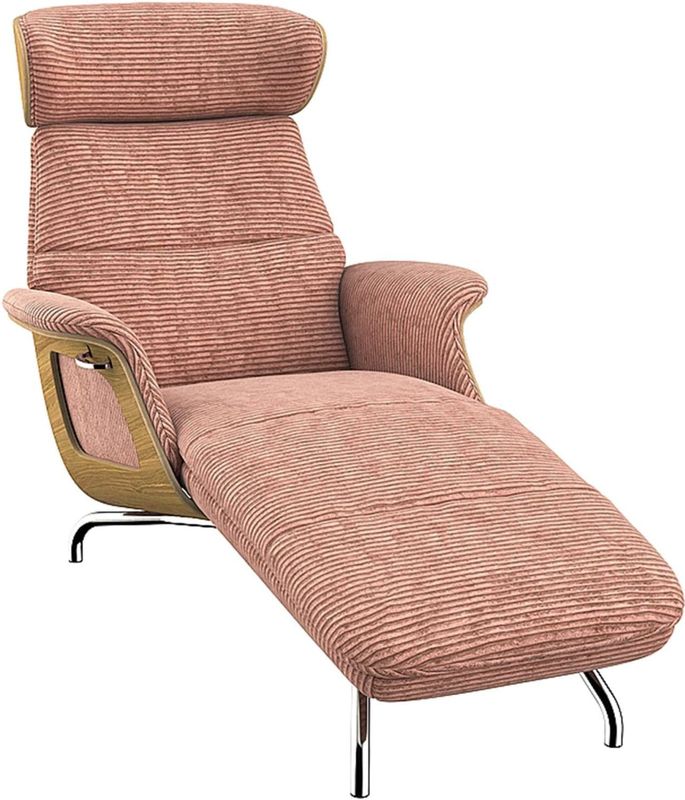 FLEXLUX Loungesessel "Clement Chaislongue, Relaxstuhl, Liegesessel,", Rücken- & Kopfteilverstellung, Armlehne, Eiche geölt, Fuß Alu