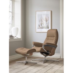 Stressless Relaxsessel "Sunrise", (Set, Relaxsessel mit Hocker), mit Hocker, mit Cross Base, Größe S, M & L, Holzakzent Eiche