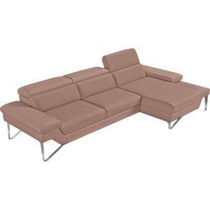 Egoitaliano Ecksofa "Princess, elegantes Designsofa mit erstklassigem Sitzkomfort, L-Form", mit Recamiere, inkl. Kopfteilverstellung, edle Designmetallfüße