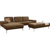 W.SCHILLIG Ecksofa "run, Designsofa mit tollem Sitzkomfort, bequem, L-Form", mit elegantem Holzsockel, Füße in Silber matt, Breite 299 cm