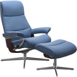 Stressless Relaxsessel "View", (Set, Relaxsessel mit Hocker), mit Hocker, mit Cross Base, Größe S, M & L, Holzakzent Braun
