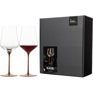 Eisch Germany Rotweinglas "KAYA, Made in Germany, 490 ml", (Set, 2 tlg., 2 Rotweingläser im Geschenkkarton), in Handarbeit mit fein schimmernden Kupfer-Glasur veredelt, 2tlg.