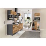 KOCHSTATION Küchenzeile "KS-Tulsa", ohne E-Geräte, Breite 290 cm, schwarze Metallgriffe, MDF Fronten