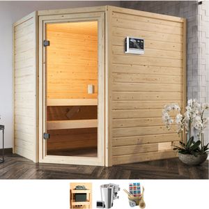 welltime Sauna "Juli", 3,6-kW-Bio-Plug & Play Ofen mit ext. Steuerung
