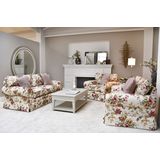 Home affaire 3-Sitzer "Laura K", Geblümtes 3-Sitzer Sofa, creme Weiß, 210 x 95 x 97, Sitzhöhe 53