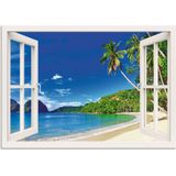 Artland Wandbild "Fensterblick Paradies", Fensterblick, (1 St.), als Alubild, Outdoorbild, Leinwandbild, Poster, Wandaufkleber