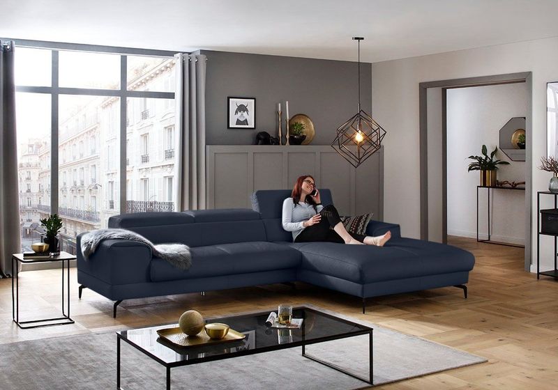 W.SCHILLIG Ecksofa "piedroo, Designsofa mit tollem Sitzkomfort, L-Form", Kopfteilverstellung, wahlweise mit Sitztiefenverstellung, Breite 303cm