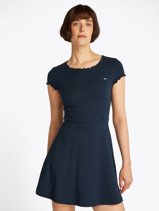 Tommy Jeans Curve Skaterkleid "TJW BABYLOCK F&F DRESS EXT", in Großen Größen, Fit & Flare Form